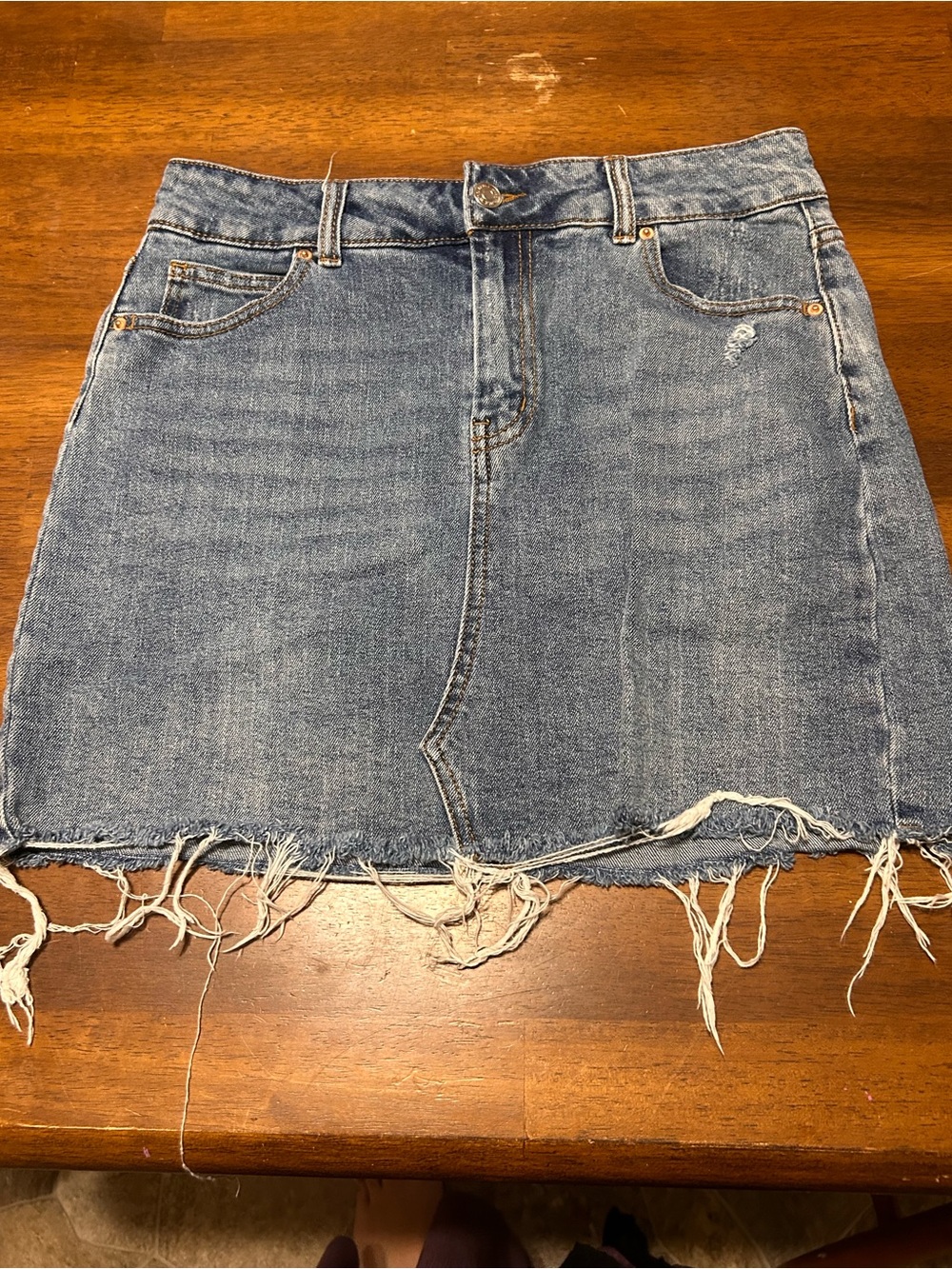 wild fable Distressed Light Blue Denim Mini Skirt